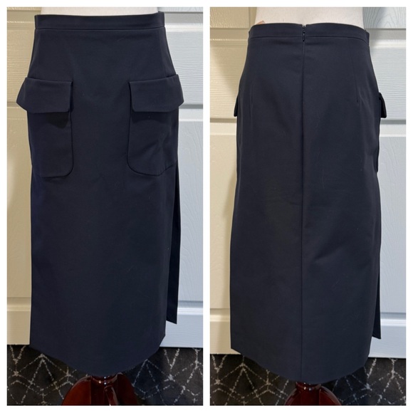 N°21 by Alessandro Dell'Acqua Midi Skirt navy side slits